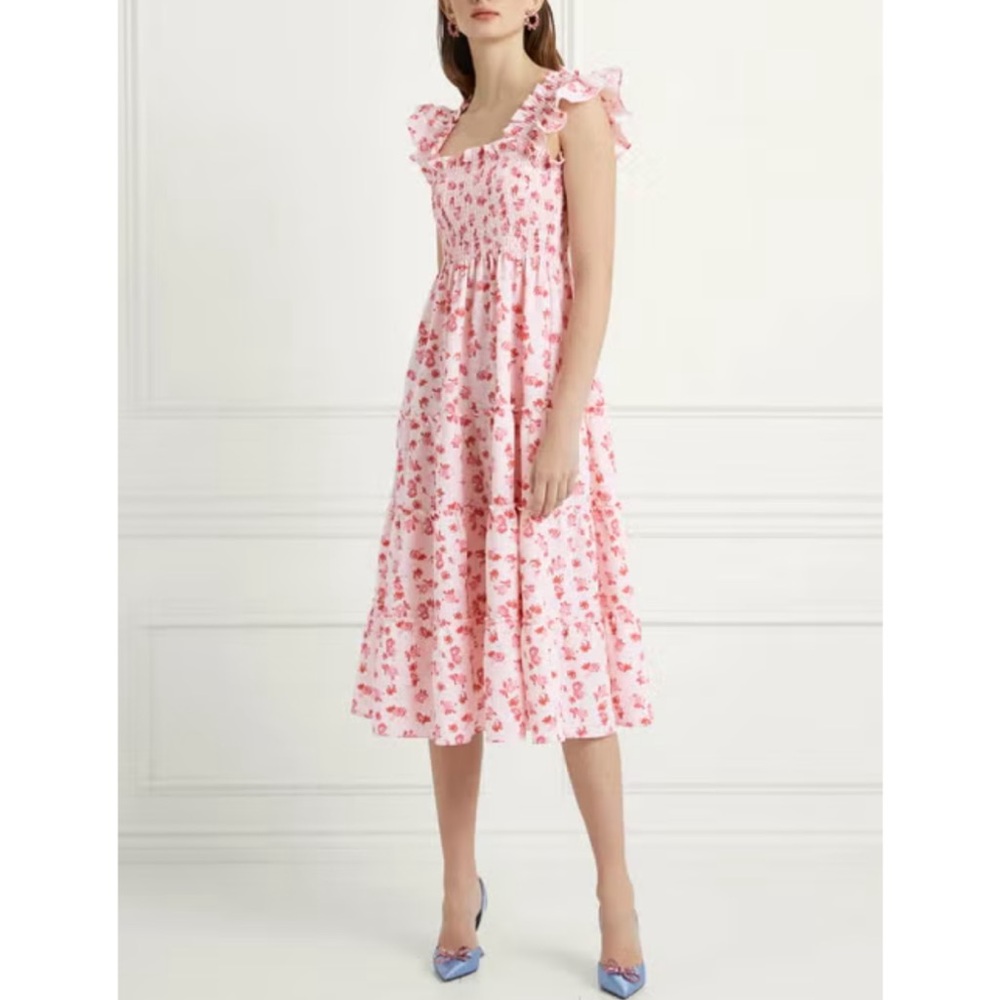 Hill House Pink Floral Midi Dress